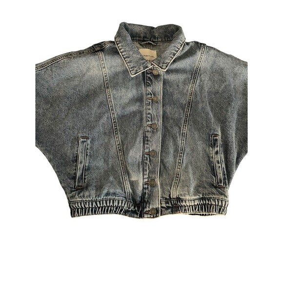 Habitual Oversized Denim Jacket Crop Short Sleeve Jacket Nordstroms SZ S - Picture 4 of 16